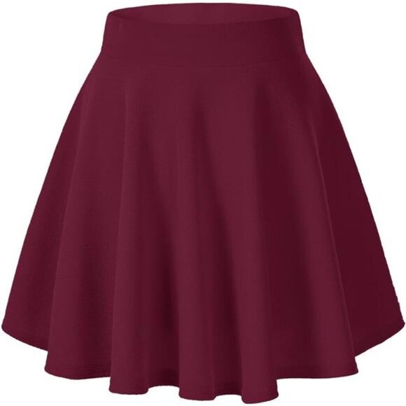 Women's Basic Versatile Stretchy Flared Wine Red - Picture 1 of 7